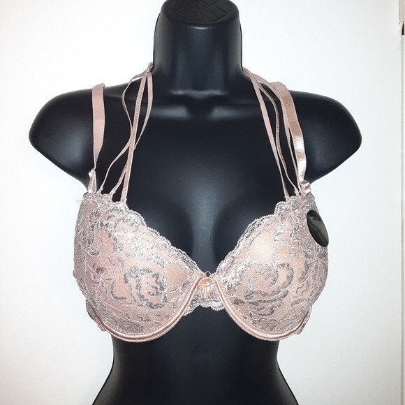 Youmita 34C  Tuscany Metallic Lace Strappy Bra NWT - Picture 9 of 12